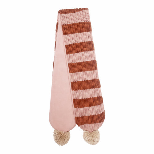 Cosy Striped Knitted Scarf Pink