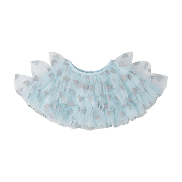 Bob + Blossom Sky Blue & Silver Gitter Heart Cape