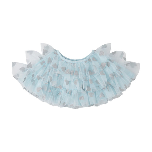 Bob + Blossom Sky Blue & Silver Gitter Heart Cape