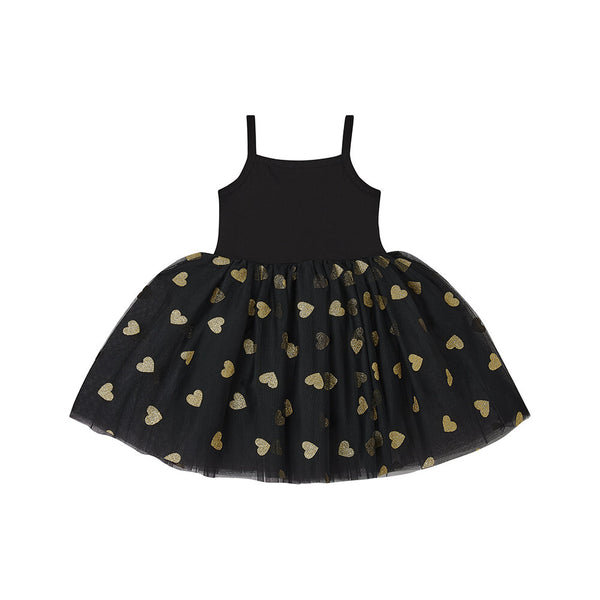 Bob + Blossom Black & Gold Glitter Heart Dress