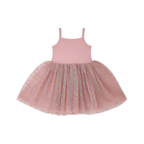 Bob + Blossom Vintage Pink & Gold Glitter Star Dress