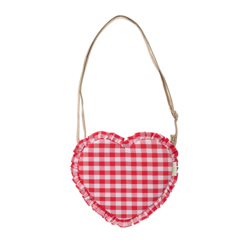 Gingham Ruffle Love Heart Bag