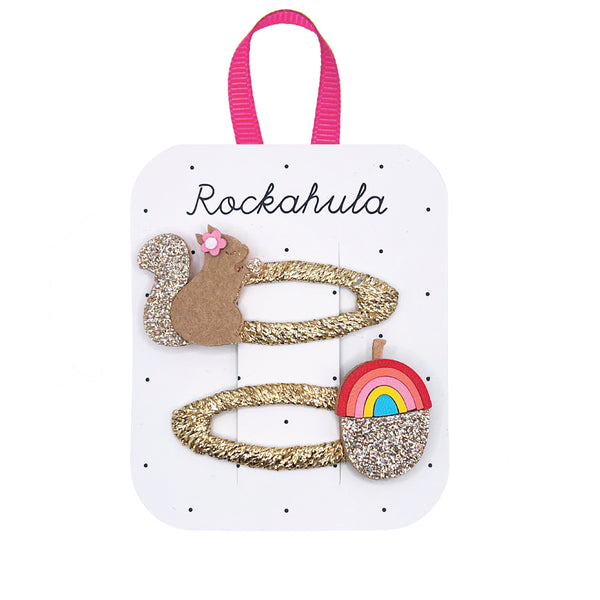 Squirrel and Rainbow Acorn Clips