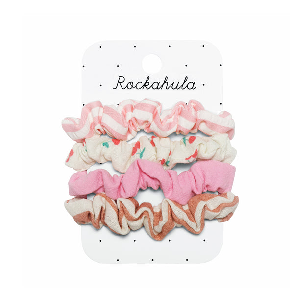 Cherry Stripe Scrunchie Set