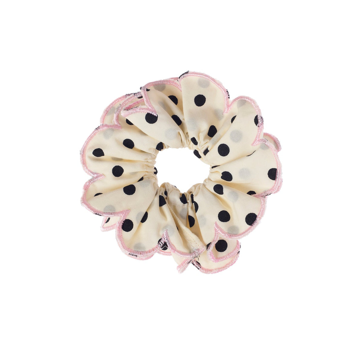 Polka Dot Scalloped Scrunchie