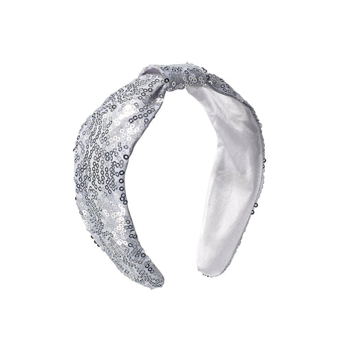 Silver Sequin Knotted Headband