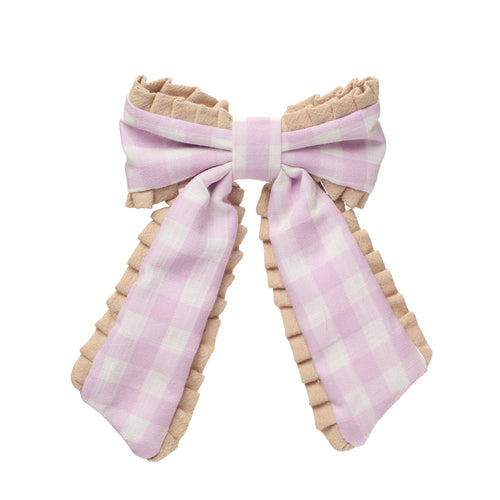 Gingham Ruffle Bow Clip