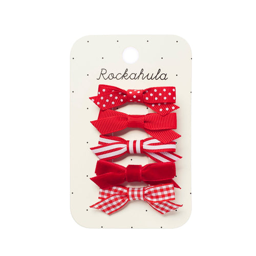 School Bow Clip Set Red