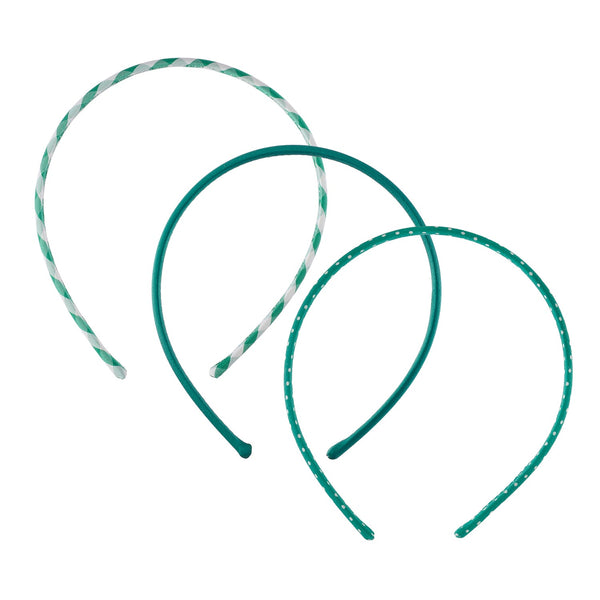 School 3 Pack Headbands Green