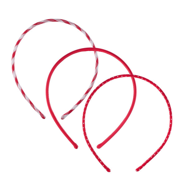 School 3 Pack Headbands Red