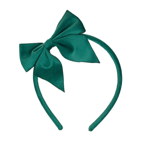Velvet Bow Headband Green