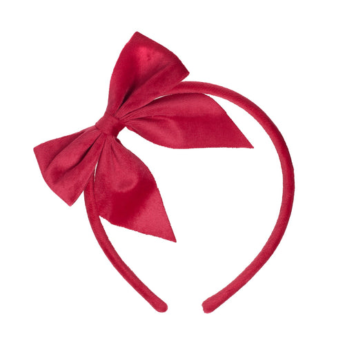 Velvet Bow Headband Red