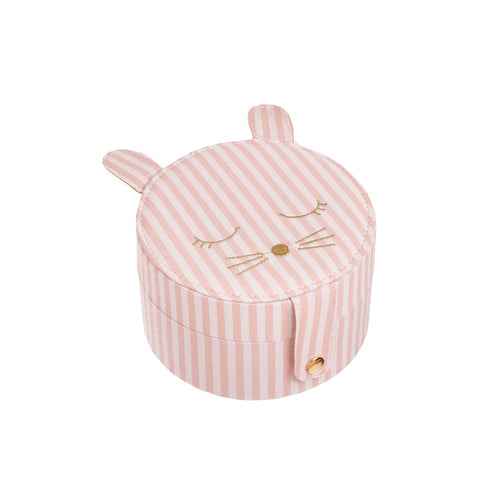 Stripy Bunny Round Jewellery Box