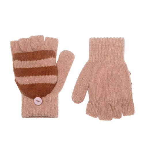 Cosy Striped Knitted Gloves Pink