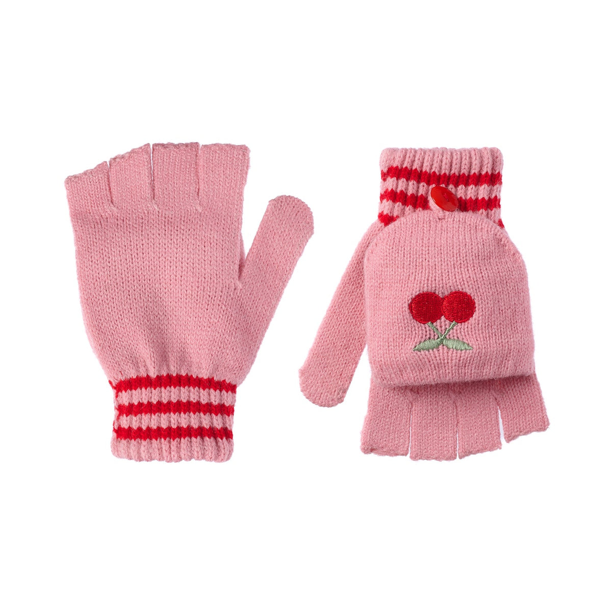Cheerful Cherry Knitted Gloves