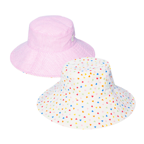 Rainbow Hearts Reversible Sun Hat 7-10 Years