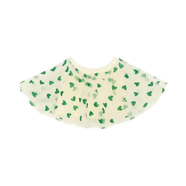 Bob + Blossom Vanilla Tutu with Green Glitter Hearts