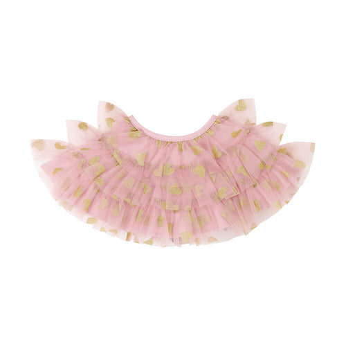 Bob + Blossom Vintage Pink with Gold Glitter Hearts Cape