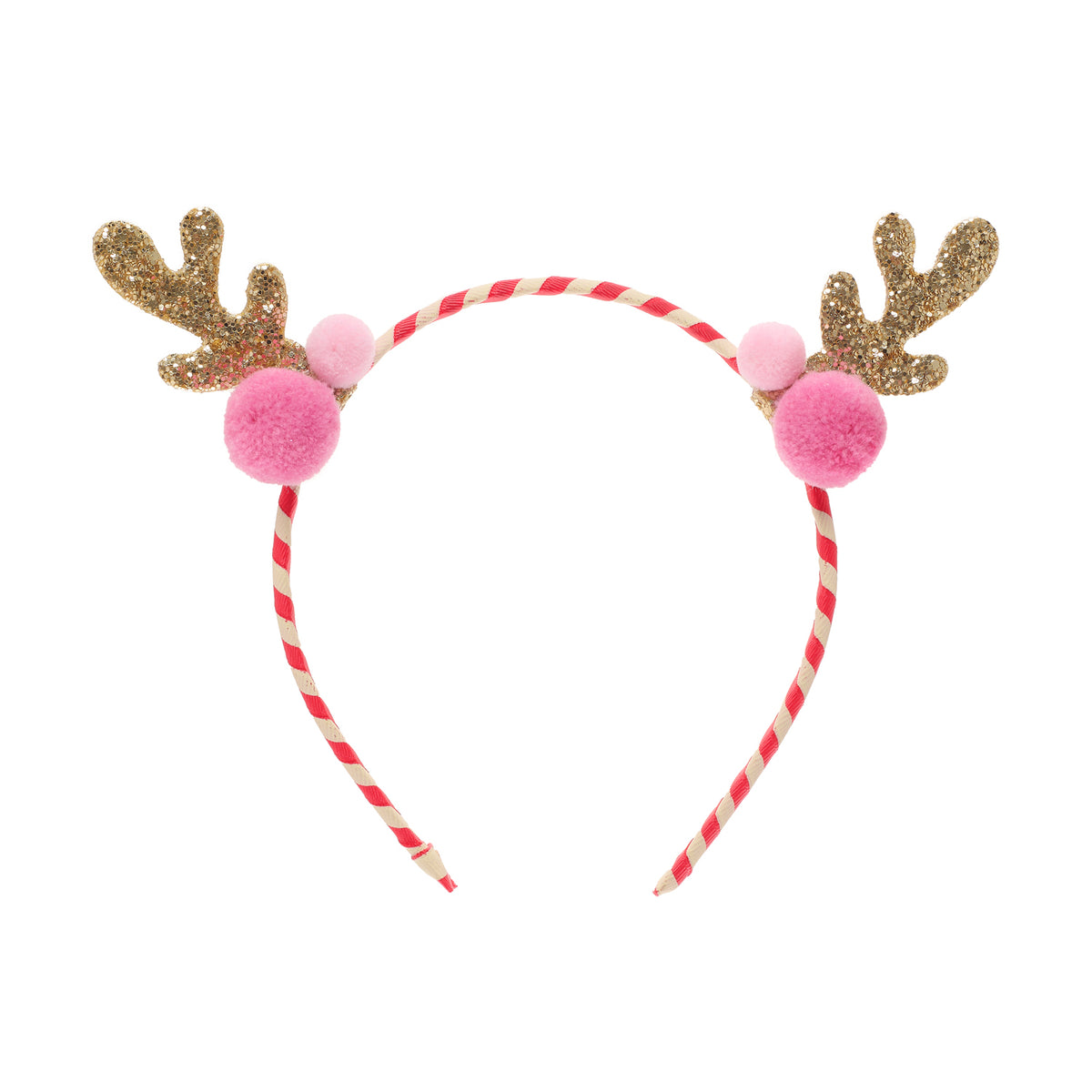 Stripy Pom Pom Reindeer Headband